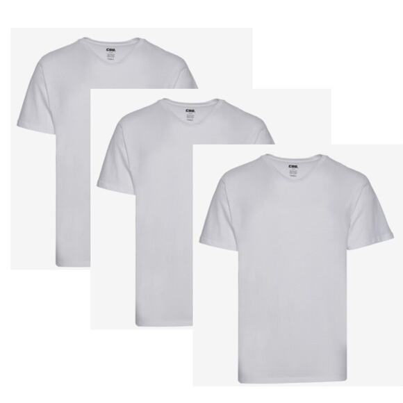 New CSG (3 Pack) Men's SIZE SMALL White Basic Vee V-Neck T-Shirt 1800202 - Picture 1 of 7